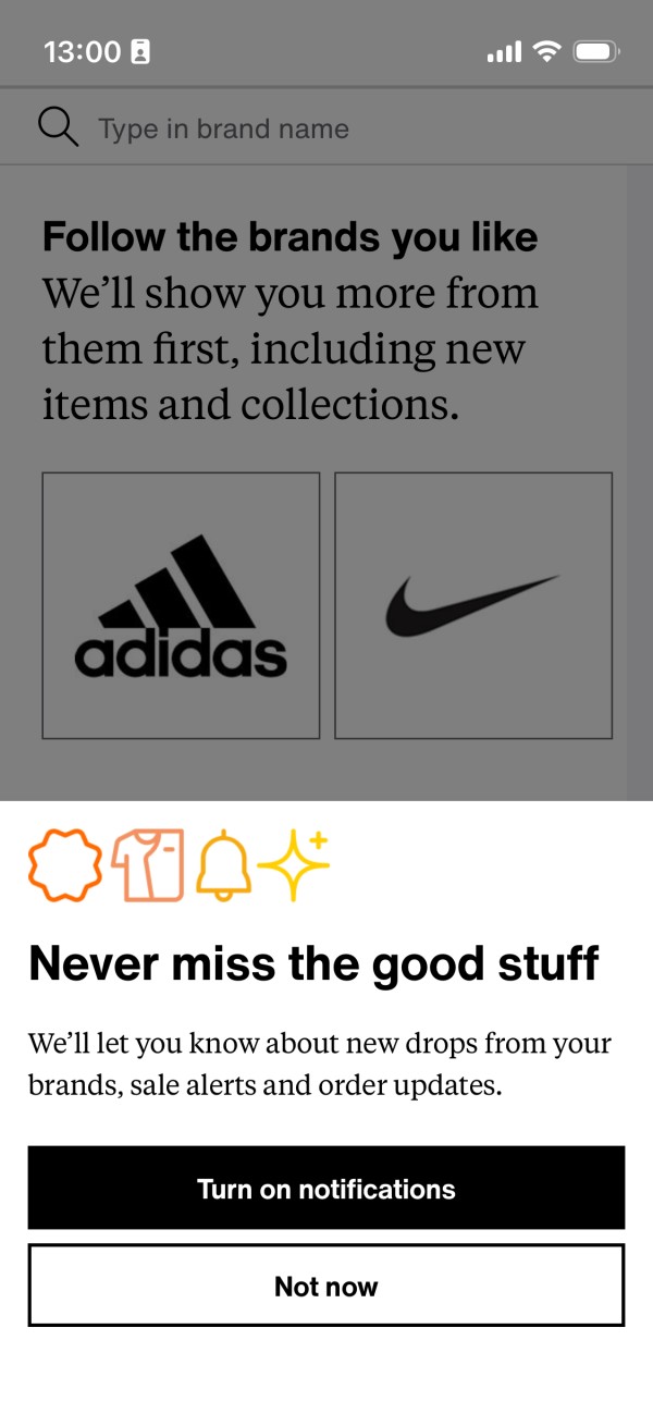 Opcje personalizacji w aplikacji sklepu. Źródło: Zalando.com