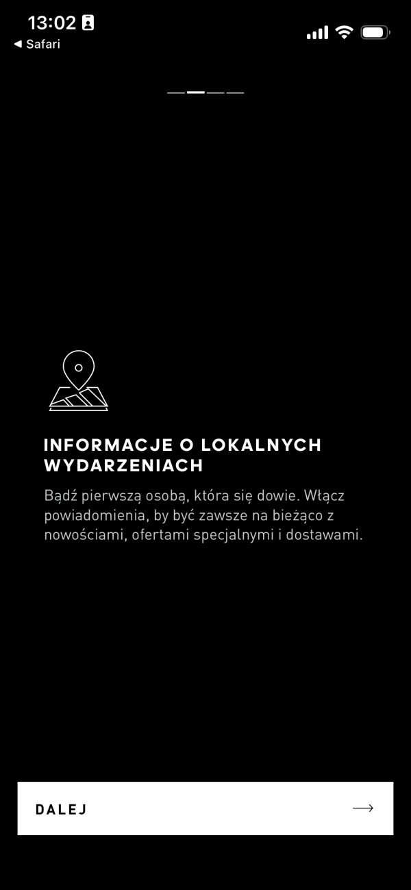 Aplikacja mobilna sklepu internetowego wykorzystująca lokalizację. Źródło: Adidas.pl