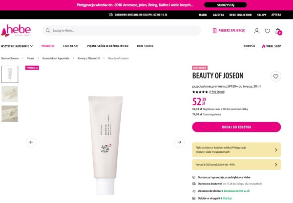 Co prawda stosowanie koloru różowego w marketingu skierowanym do kobiet można uznać za stereotypowe, ale to cecha wyróżniająca sieć drogerii. Źródło: Hebe