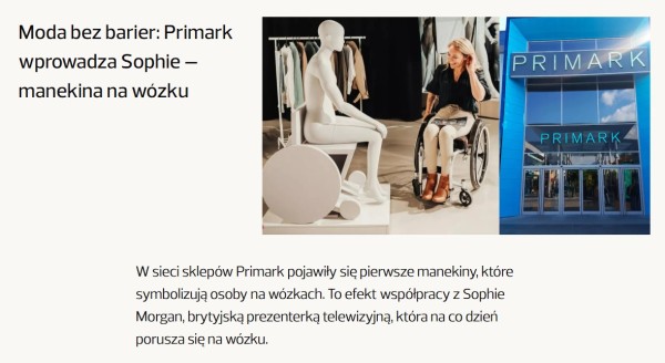 Manekinom symbolizującym konsumentów poruszających się na wózkach powinny towarzyszyć odpowiednie zdjęcia w sklepie internetowym. Źródło: Nowy Marketing