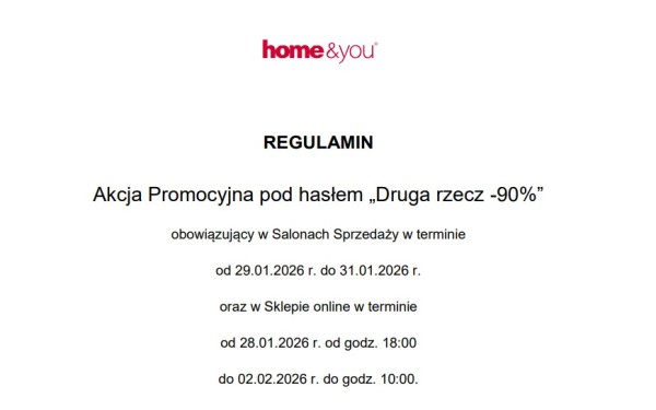 Klienci online i offline mogą skorzystać z promocji, która jest dostępna nieco dłużej w sklepie internetowym. Źródło: Home&amp;amp;amp;amp;amp;amp;amp;amp;amp;amp;amp;amp;amp;amp;You