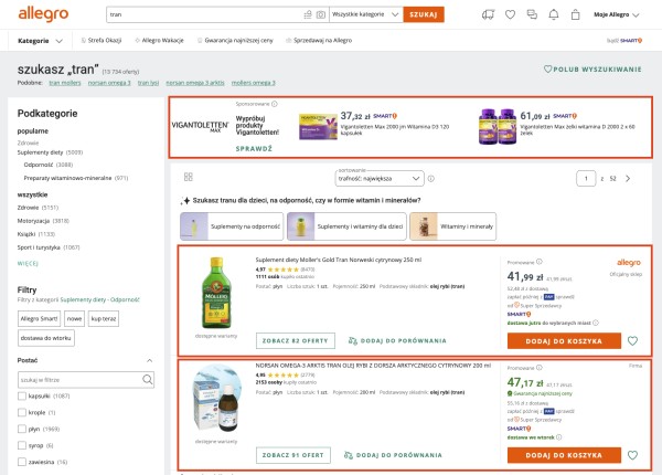 Marketing retail media marketplace. Źródło: Allegro.pl