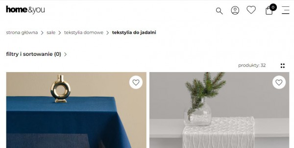 Funkcje filtrowania i sortowania ulokowane tuż pod menu okruszkowym umożliwiają szybkie wyszukanie produktów, które spełniają określone parametry.