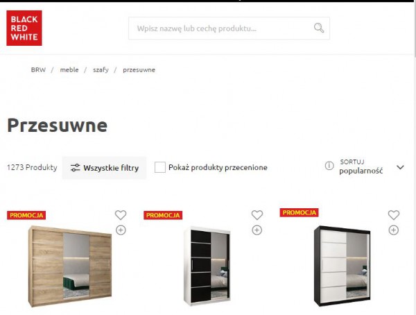 Rozbudowane menu okruszkowe w wersji desktopowej sklepu internetowego.