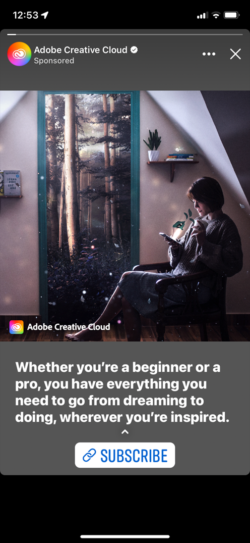 Reklama Facebook Ads w sekcji Stories.