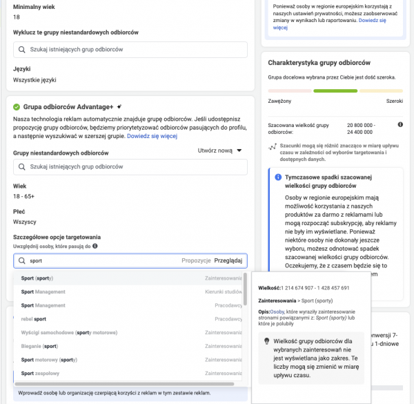 Wybór grupy docelowej.