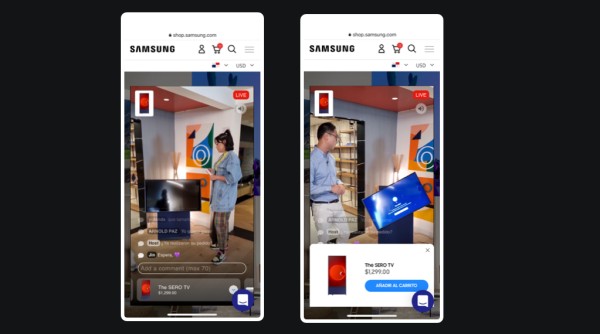 Live shopping na stronie domowej Samsunga. Źródło: Smartzer.com