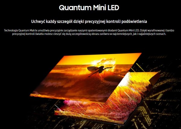 Opis telewizora zawiera nazwę technologii i przystępne wyjaśnienie dla użytkownika. Źródło: Samsung