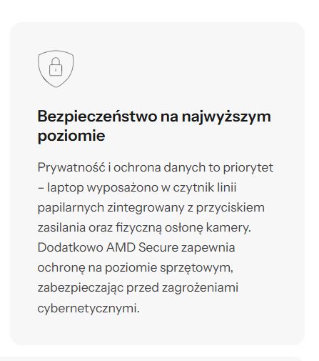 Chociaż nagłówek zawiera ogólne określenie, to opis laptopa doprecyzowuje, jakie zabezpieczenia zastosowano w danym modelu. Źródło: x-kom