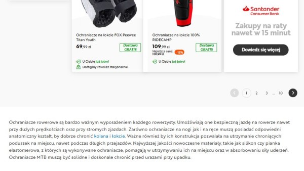 Druga część opisu, która znajduje się pod listą produktów, zawiera kilka praktycznych wskazówek. Niestety, istnieje ryzyko, że nie zostaną przeczytane przez odbiorcę, który może nie wyświetlić tej części strony. Źródło: Centrum Rowerowe