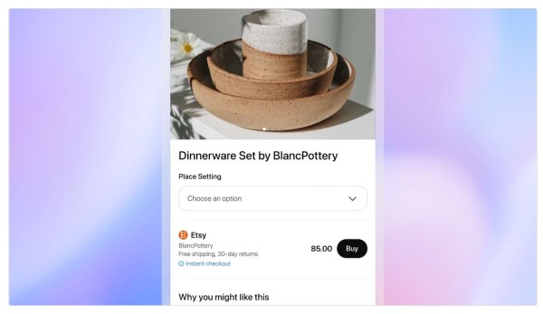 Widok w ChatGPT zastępujący tradycyjną kartę produktową w sklepie internetowym. Źródło: OpenAI