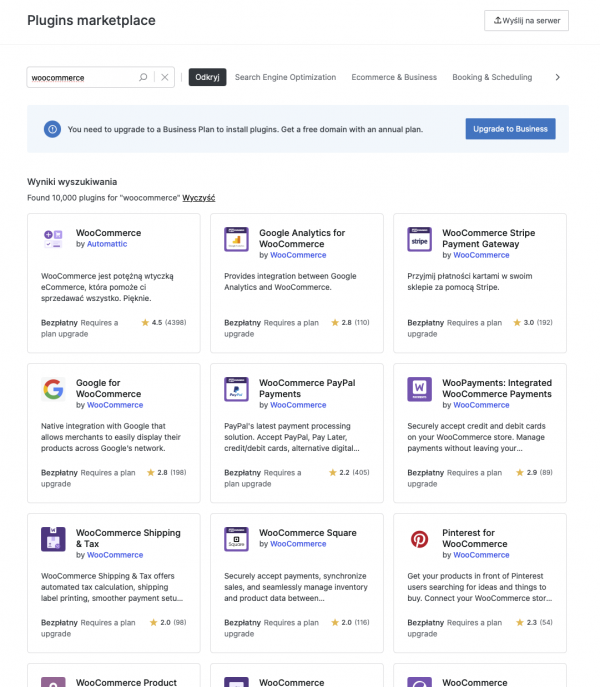 WooCommerce screen 1 Wtyczka WooCommerce wraz z dedykowanymi rozszerzeniami.