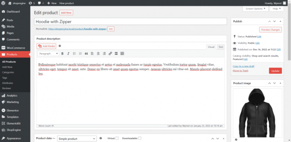 WooCommerce screen 3 Edytor opisu produktów WooCommerce.