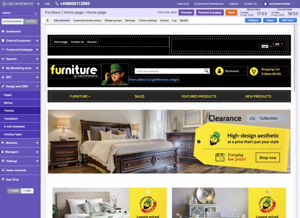Edytor drag&amp;amp;drop e-sklepu. Źródło: Oscommerce.com