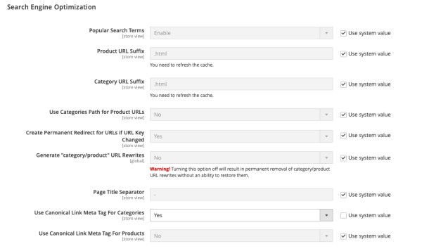 Przyjazne adresowanie w SEO sklepu Magento.