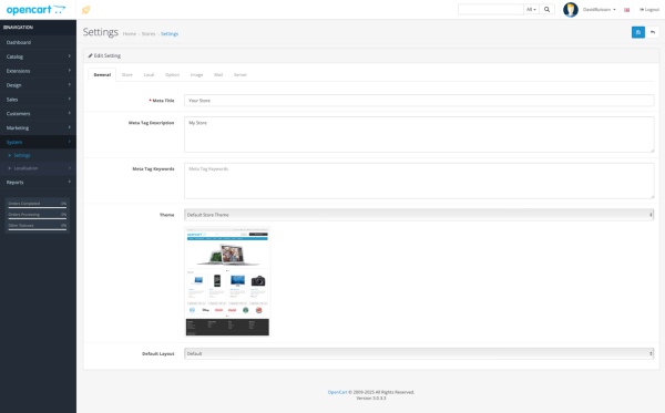 Panel administratora sklepu OpenCart. Źródło: Opencart.com