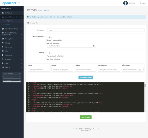 Moduł do SEO sklepu OpenCart umożliwiający stworzenie mapy XML. Źródło: Opencart.com