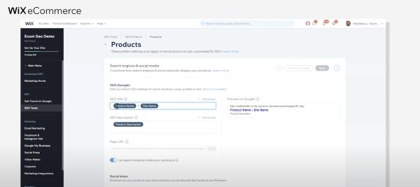 Globalne ustawienia meta w SEO WIX. Źródło: Wix.com