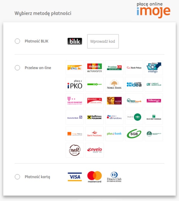Bramka płatności online w iMoje. Źródło: Ing.pl