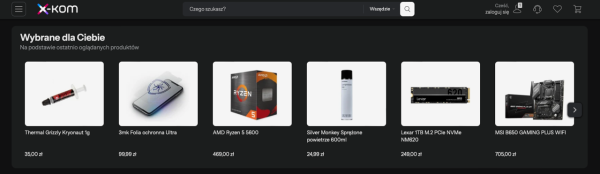 Dynamiczny remarketing na stronie e-commerce. Źródło: X-kom.pl