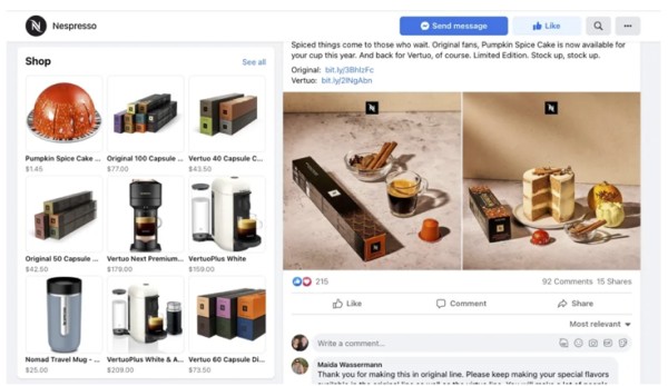 Profil marki korzystającej z Facebook Shop. Źródło: Shutterstock.com