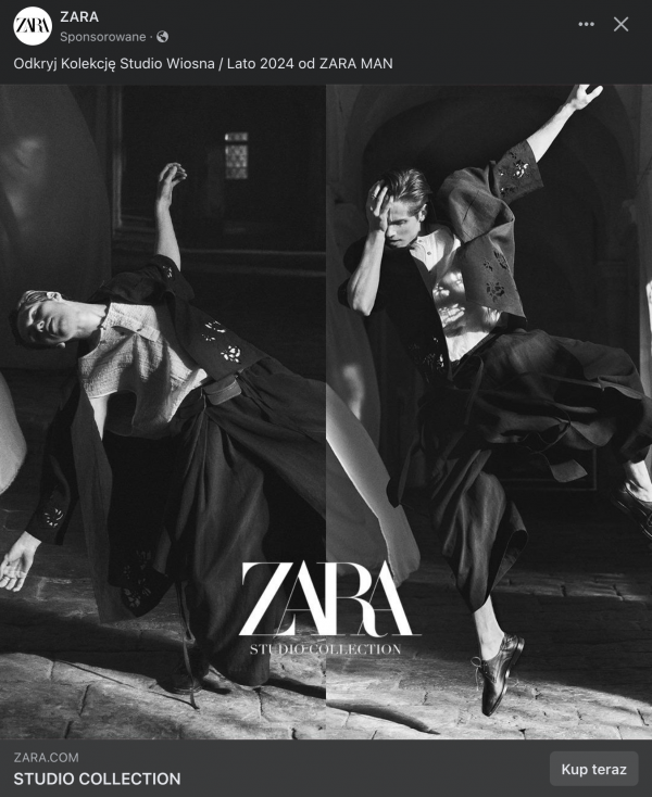 Social media marketing w e commerce Screen 2 Reklama na Facebooku wyświetlana w formie wpisu.