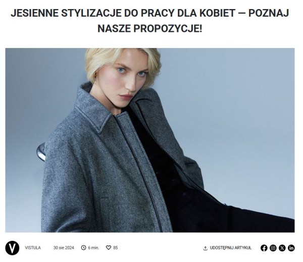 Poradnik o jesiennych stylizacjach został opublikowany pod koniec lata. Źródło: Vistula