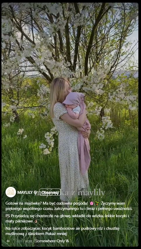 Strategia social media marketingu promująca produkty na majówkę. Źródło: Maylily