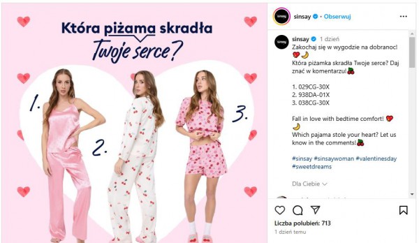 Kreacja walentynkowa nie sugeruje, że produkty są przeznaczone wyłącznie dla osób w związkach.