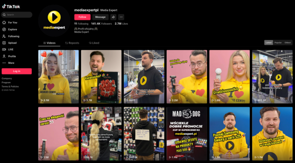 Przykład dużych zasięgów w video online marketingu e-commerce w social mediach. Źródło: TikTok.com