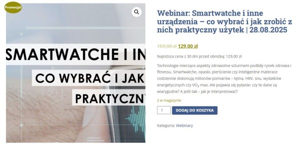 Sklep sportowy może sprzedawać webinary dotyczące wyboru i używania sprzętu sportowego. Co ważne, materiał powinien wykraczać poza darmowe materiały w poradnikach na blogu firmowym. Źródło: Tadeusz Sowiński